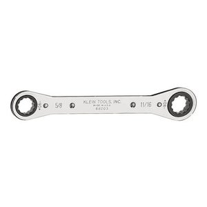 Klein® 68203 Box End Wrench, Reversible Ratcheting, Imperial, Reversible Ratcheting Wrench, 5/8 x 11/16 in Wrench Opening, 12 points, 8-1/4 in OAL