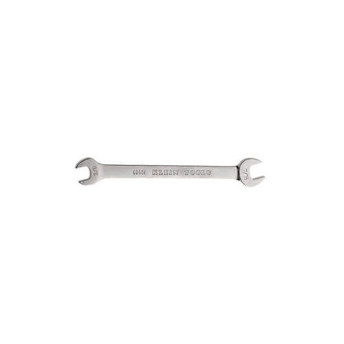 Klein® 68461 Standard Length Open End Wrench, 3/8 x 7/16 in Wrench, 15° Offset, 6 in L, Forged Alloy Steel, Polished Chrome/Nickel Plated