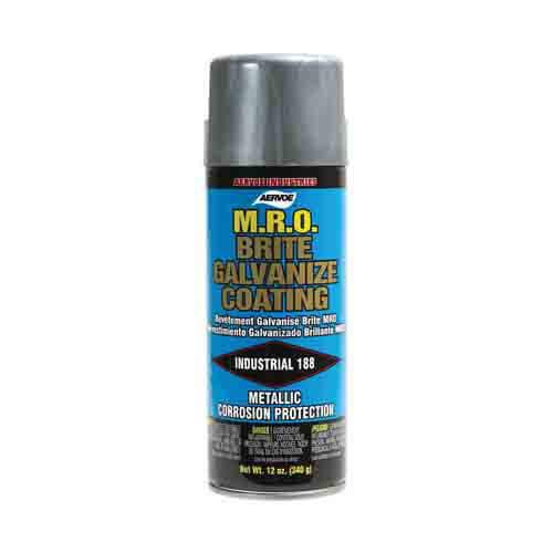 Aervoe® 188 MRO Brite Galvanize Coating, 16 oz Container, 26 sq-ft/can Coverage, 24 hr Curing, 50 to 90°F, 