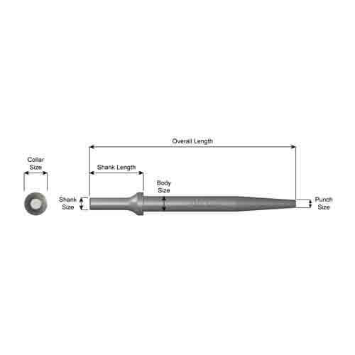 Ajax 911 Punch Chisel, 0.401 in Round Shank, 6-1/2 in OAL