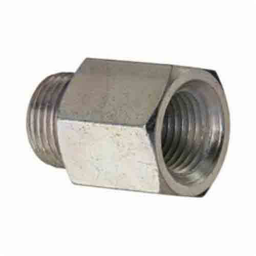 Alemite® 305859 Straight Grease Fitting Adapter, 7/16-27 UNS-2A Male x 1/8 in Female NPTF Thread, 0.78 in OAL, Steel, Zinc Plated