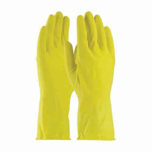 PIP® Assurance® 48-L140Y/XL Lightweight Chemical-Resistant Gloves, XL, Cotton/Natural Rubber Latex, Yellow, Flock Lining, 12 in L