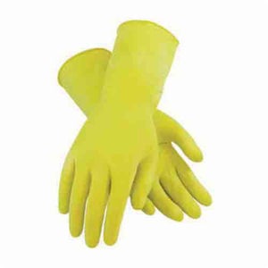 Assurance® 48-L162Y/XL Chemical-Resistant Gloves, XL, Ambidextrous Hand, Natural Rubber Latex, Yellow, Flock Lining, 12 in L