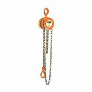CM® 2262 622 Single Reeved Hand Chain Hoist, 1 ton Load, 20 ft H Lifting, 13 in Min Between Hooks, 1-1/32 in Hook Opening, 77 lb Rated