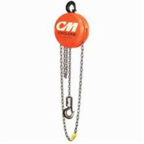 CM® Cyclone® 4642 Hand Chain Hoist, 0.5 ton Load, 12-7/8 in Min Between Hooks
