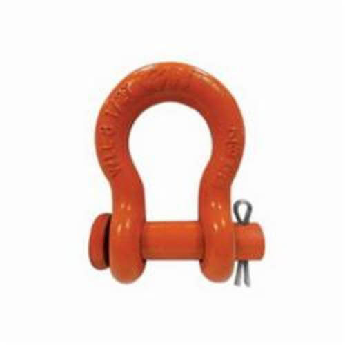 CM® M350P Super Strong Round Pin Anchor Shackle, 3 ton WLL, 1/2 in Size dia, 0.63 in Pin dia, Orange Powder Coated