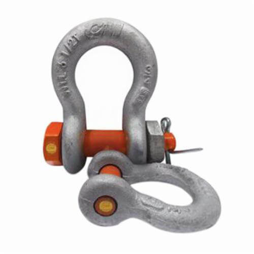 CM® M646P Super Strong Screw Pin Anchor Shackle, 0.75 ton WLL, 1/4 in Size dia, 0.31 in Pin dia, Orange Powder Coated