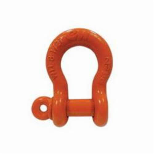 CM® M648P Super Strong Screw Pin Anchor Shackle, 1.5 ton WLL, 3/8 in Size dia, 0.44 in Pin dia, Orange Powder Coated
