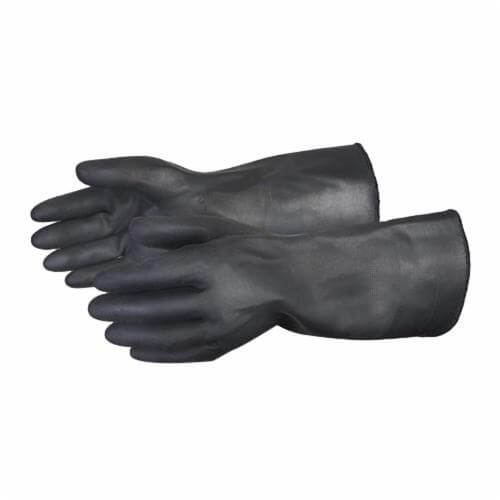 Superior Glove® NE240TKL-9 Heavy Duty Chemical-Resistant Gloves, Size 9, DuPont™ Neoprene, Acrylic Terry Lining, 16 in L, Black