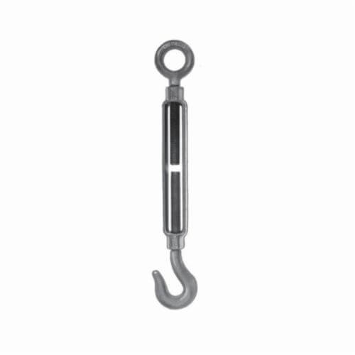 Chicago Hardware 01773 2 Class F Turnbuckle, Hook/Eye, 1 in Thread, 10000/5000 lb Working, 6 in Take Up, 19-1/2 in L Close
