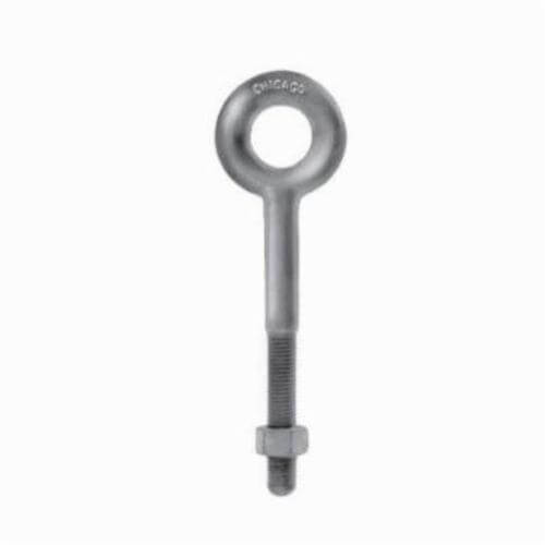 Chicago Hardware 08017 0 Regular Pattern Eye Bolt, 1/4 in, 6 in L Shank, Heat Treated Drop Forged Steel, Hot Dipped Galvanized