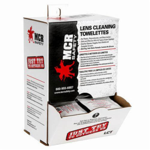 MCR Safety LCT Spec Saver Lens Cleaning Towelette, 100 Tissue, Cardboard, Use with Eyewear Lens