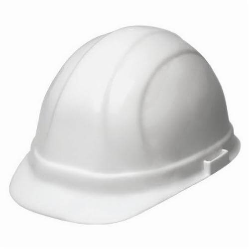 ERB® 19131 Omega II® Front Brim Hard Hat, White, 6-1/2 Fits Mini Hat, 8 Fits Max Hat, 6-Point Suspension, ANSI Class C