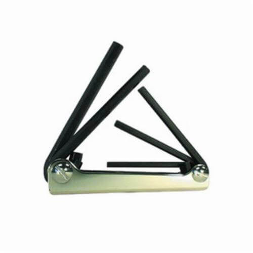 Eklind® 20511 Classic Long Key Set, 5 pc, 3/16 to 3/8 in Hex, Fold-Up Handle, Alloy Steel, Black Oxide