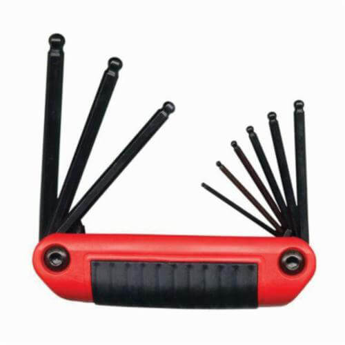 Eklind® 25919 Ergo-Fold™ Short Key Set, 9 pc, Ergonomic Grip/Fold-Up Handle, ANSI B18.3, Alloy Steel, Black Oxide