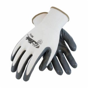 G-Tek® GP™ 34-225/L General Purpose Gloves, Coated, L, Nylon Palm, Nylon, Gray/White, Knit Wrist Cuff, Nitrile Coating