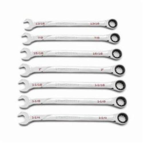 GearWrench® 86452 120XP™ Combination Wrench Set, Extra Long Length Ratcheting Universal, Imperial, 13/16 to 1-1/4 in Size, 7 pc