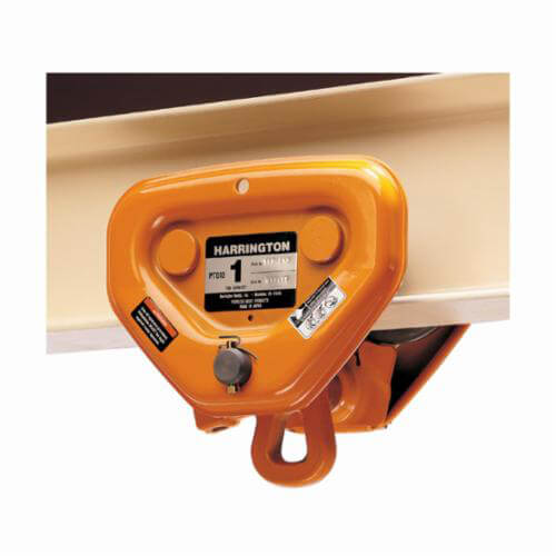 Harrington® PT080 PT Series Compact Lightweight Push Trolley, 8 ton Load, 5.5 to 8.66 in, Up to 6 in, 118.1 in, 6.7 in