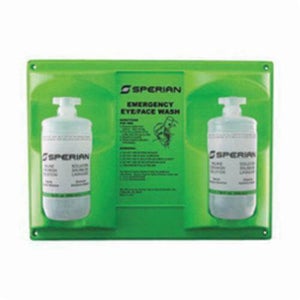 Sperian® by Honeywell 32-000462-0000-H5 Eyesaline® Double Bottle Eyewash Station, 19 in H x 14 in W x 4 in D, Wall Mount