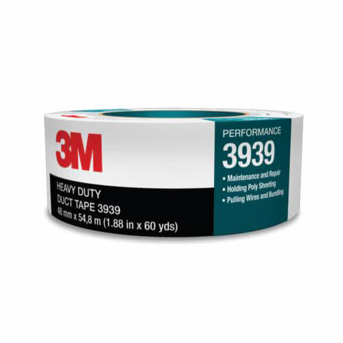3M™ 00051131069756 Heavy Duty Duct Tape, 54.8 m L x 48 mm W, 8.6 mm thick, Rubber Adhesive, Polyethylene Over Cloth Scrim Backing