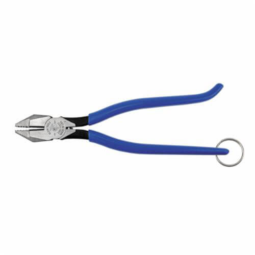 Klein® D201-7CSTT Slim Square Ironworker's Plier with Tether Rings, 1-1/2 in L x 1-1/4 in W x 1-1/2 in Thick Steel Jaw, Flush Cut