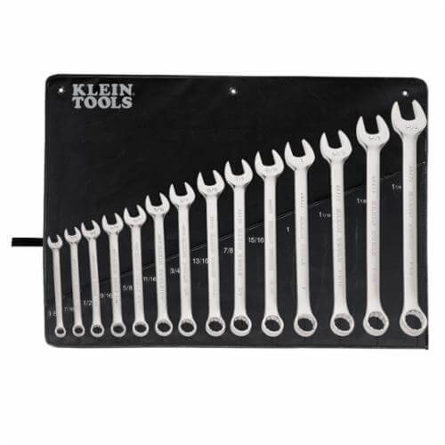 Klein® 68406 General Purpose Combination Wrench Set, 14 pc, 3/8 to 1-1/4 in, Polished Chrome/Nickel Plated