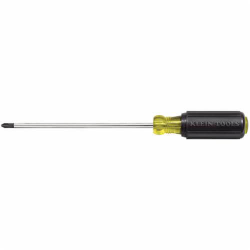 Klein® 603-6 Screwdriver, Cushion-Grip®, #3 Phillips® Point, 6 in Round Steel Shank, 11 in OAL, Plastic Handle, Polished Chrome