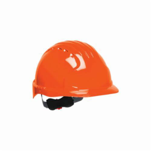 JSP® 280-EV6151-OR Evolution® Deluxe 6151 Non-Vented Short Brim Hard Hat, 6-5/8 Fits Mini Hat, 8 Fits Max Hat, HDPE, 6-Point Suspension
