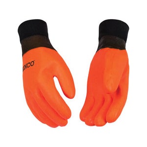 Kinco® 4170-L Chemical-Resistant Gloves, L, PVC, Hi-Viz Orange, Thermal Foam Lining, 15 in L, Gasoline, Grease and Oil