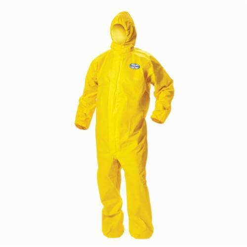 KleenGuard* 09815 A70 Chemical Spray Protection Disposable Coverall, 2XL, Yellow, Polyethylene Film/Spunbond Polypropylene