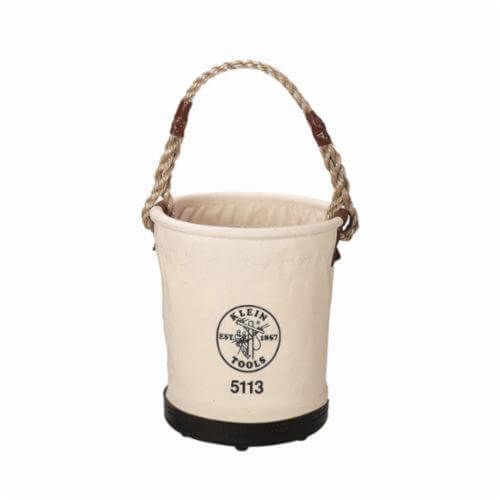 Klein® 5113 Heavy Duty Tapered Wall Bucket, 13 in H, 1 Pocket, #6 Canvas, Natural