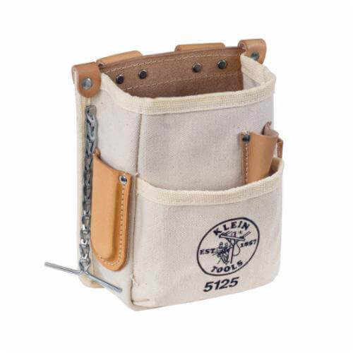 Klein® 5125 Multi pocket Tool Pouch, 5 pocket, Canvas, 2.25 in Belt Width, Tan