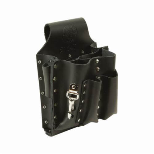 Klein® 5164T Multi pocket Tool Pouch, 8 pocket, For use with Pliers and Screwdrivers, Leather, Black