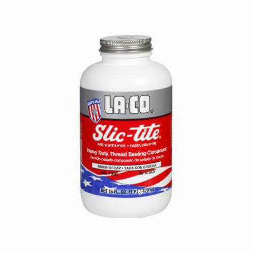LA-CO® 042029 Slic-Tite® Premium Pipe Thread Sealant, 1 pt Brush-In Cap Bottle, White