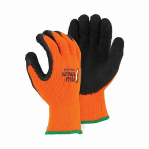 Majestic Glove 3396HO Polar Penguin Palm Coated Glove, 1-Stage Heavyweight, Foam Latex Rubber Palm, Orange/Black