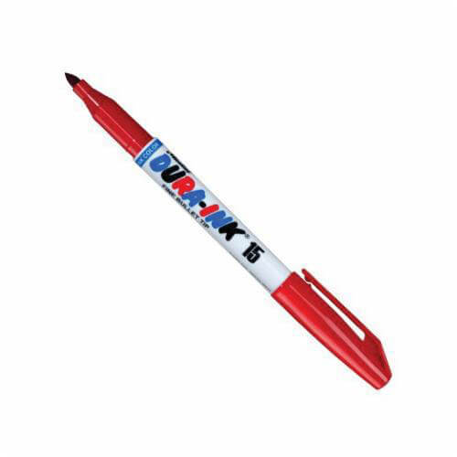 Markal® 096022 Dura-Ink® 15 Wear Resistant Permanent Ink Marker, 1/16 in Fine Bullet Tip, Fiber Tip/Plastic Barrel, Red