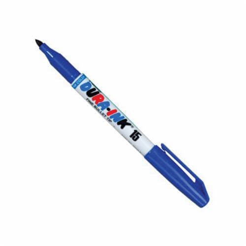 Markal® 096025 Dura-Ink® 15 Wear Resistant Permanent Ink Marker, 1/16 in Fine Bullet Tip, Fiber Tip/Plastic Barrel, Blue