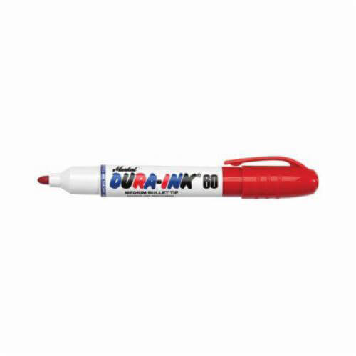 Markal® 096535 Dura-Ink® 60 Fast Drying Permanent Ink Marker, 1/8 in Bullet/Medium Tip, Red