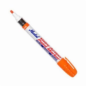 Markal® 096824 Valve Action® Liquid Paint Marker, 1/8 in Bullet/Medium Tip, Fiber Nib/Metal Barrel, Orange