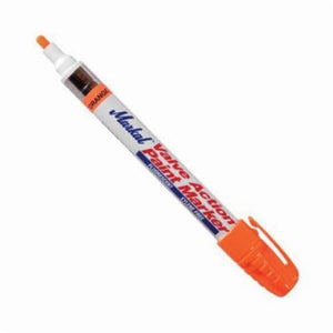 Markal® 097052 Valve Action® Liquid Paint Marker, 1/8 in Bullet/Medium Tip, Fiber Nib/Metal Barrel, Fluorescent Orange