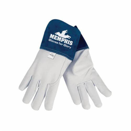 MCR Safety 4850L Gloves for Glory® 4850 Premium Grade MIG/TIG Welding Gloves, L, Top Grain Goat Skin Leather, White, Unlined Lining, Gauntlet Cuff