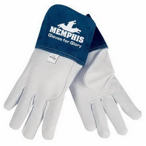 MCR Safety 4850XL Gloves for Glory® 4850 Premium Grade MIG/TIG Welding Gloves, XL, Top Grain Goat Skin Leather, White, Unlined Lining, Gauntlet Cuff