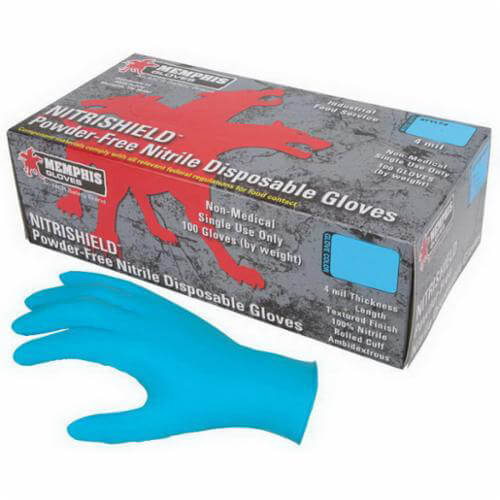 MCR Safety 6015XL NitriShield™ 6015 Non-Sterile Disposable Gloves, XL, Nitrile, Blue, 9.724 in L, Non-Powdered, Textured Grip, 4 mil Thick