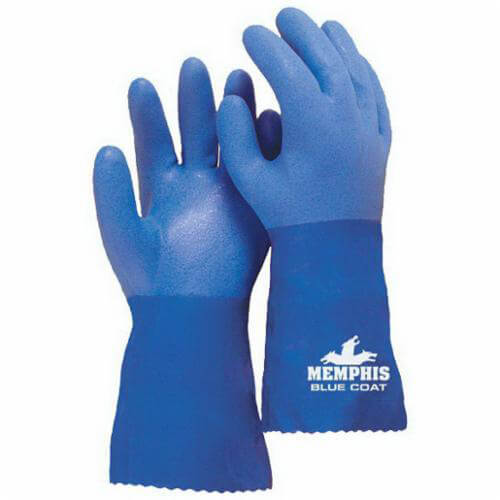 MCR Safety 6632L BlueCoat 6632 Dipped Premium Grade Supported General Purpose Gloves, Coated, Standard Finger/Wing Thumb Style, L, PVC Palm