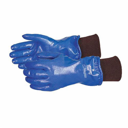 Superior Glove® N230FLKXL SolvStop™ Women's Gloves, Cold Weather, XL, Nitrile Rubber Palm, Cotton Jersey/Nitrile Rubber, Blue
