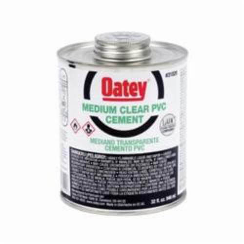 Oatey® 31020 Medium PVC Cement, 32 oz, Translucent Liquid, Clear, 484 g/L VOC, 14 to 23°F Flash, 5 to 6 min Setting Time