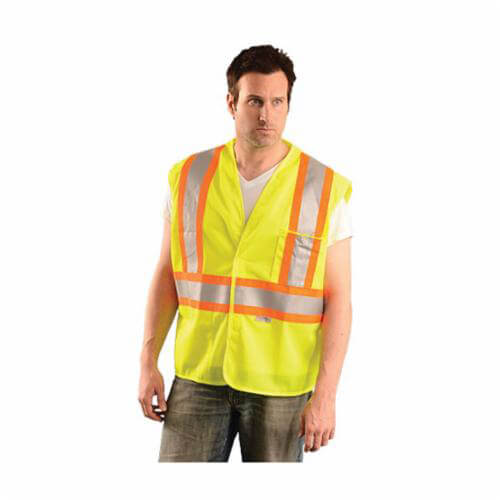 OccuNomix OK-1 OK-ILDOTM-L 2-Tone Premium Safety Vest, L, Hi-Viz Yellow, Polyester Mesh, Hook and Loop Closure, 2 Pockets