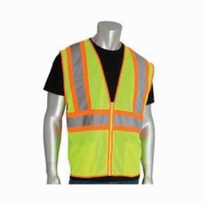PIP® 302-MVLY-XL 2-Tone Safety Vest, XL, Hi-Viz Lime Yellow, Polyester Mesh, ANSI Class: Class 2