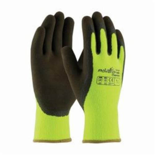 PIP® PowerGrab™ Thermo 41-1405/XL High Visibility General Purpose Gloves, Coated/Cold Protection, XL, Latex Palm, Acrylic Terry, Brown/Lime Yellow