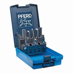 Pferd 26546 Burr Set, Standard Cut, 8 pc, Tungsten Carbide Head, 1/4 in Shank diameter
